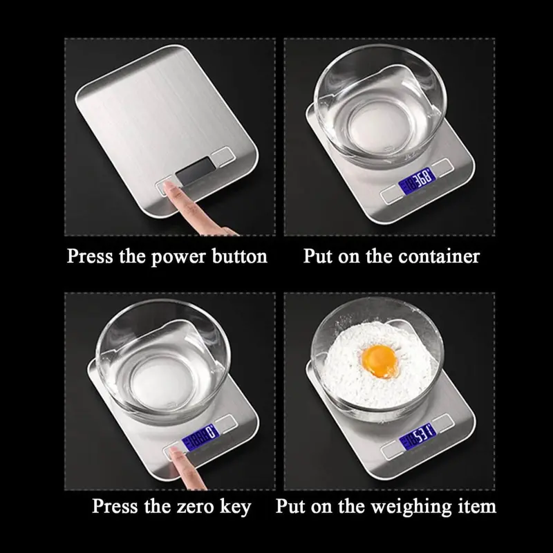 Digital Food Scale, 1 Count Stainless Steel Kitchen Electronic Scale, Baking Food Scale, Precise Weighing Kitchen Measuring Utensils 3