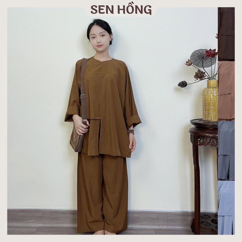 Bộ Đi Chùa Phật Tử Áo Lam Mẫu Vạt Hò đi chùa cho nam - nữ truyền thống mát mịn không co rút chuẩn phom dáng