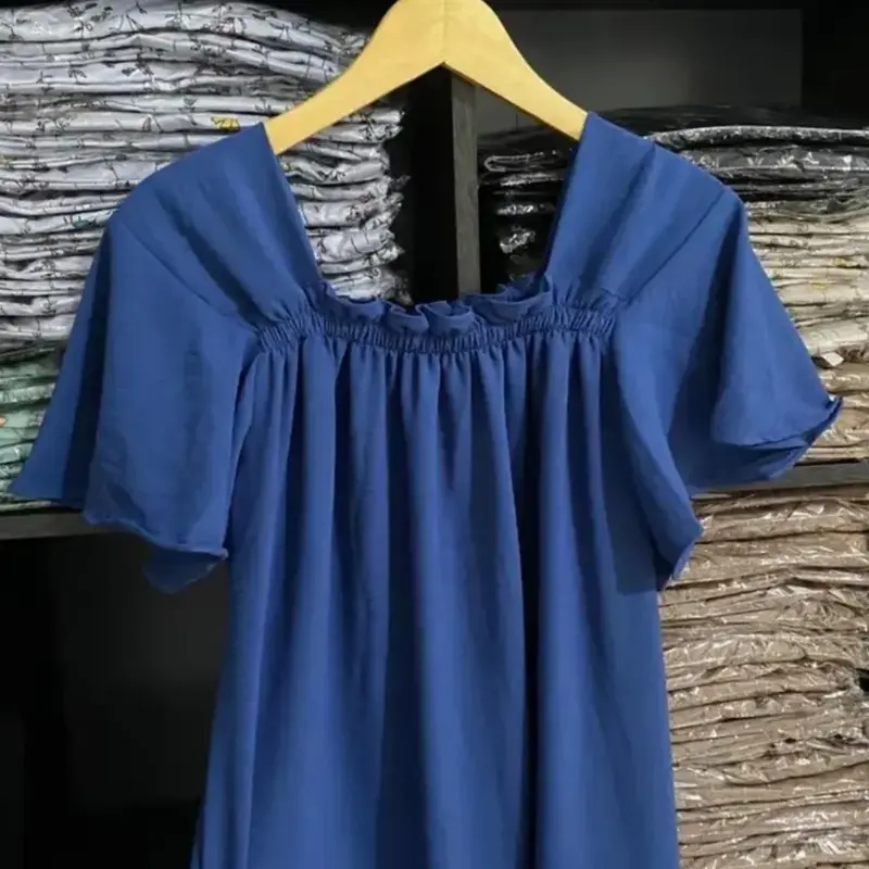 Daster fuji kringkel  Airflow  Selutut Kain Nyaman  Wanita Busui Polos Crinkle Pendek 4