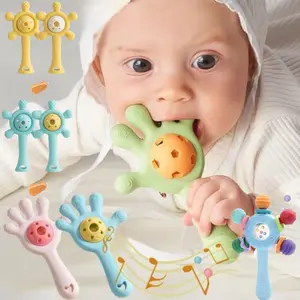 Gigitan Gigi Bayi/Gigitan Gigi Berbunyi dari Silikon/Mainan Berbunyi untuk Bayi/Plastik Mainan Karet untuk Anak-Anak/Mainan Genggam Bayi/Bebas BPA/Mainan Berbunyi Musik/Sikat Gigi