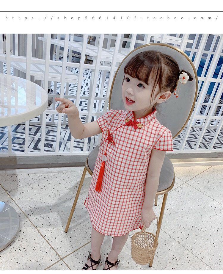 Product Introduction of Children's Clothing Girls' Summer New Children's Slim Fit Cheongsam and Dress Little Girl Princess Dress Chinese Style Retro Dress 11