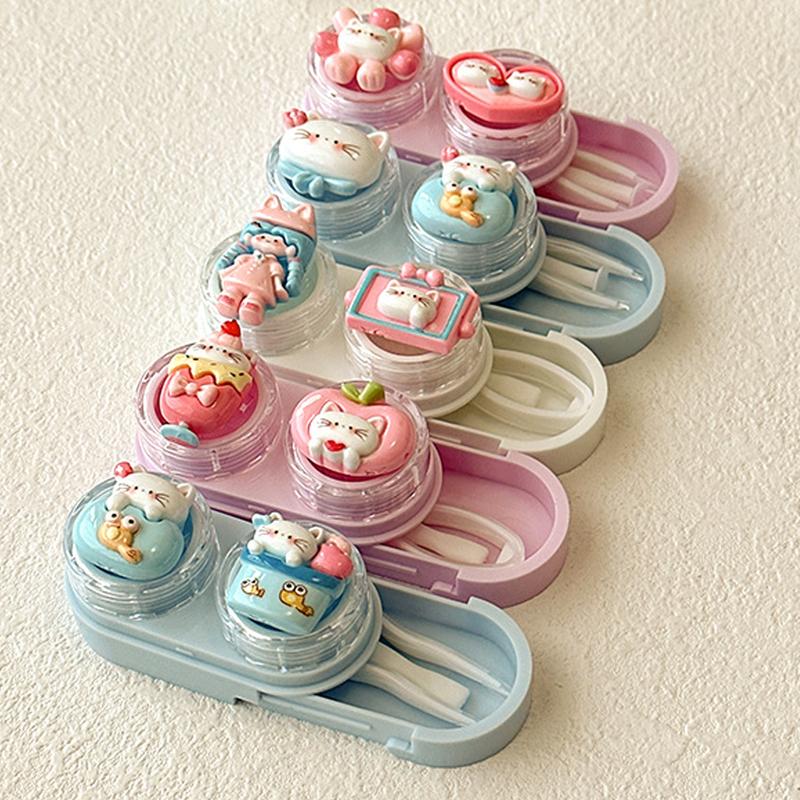 Product Introduction of Cute Contact Lens Case Portable Drawer-type Contact Lens Case With Tweezers And Suction Stick Cute Cartoon Animal Case 11