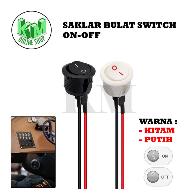 Saklar Switch Bulat On Off 2 Pin Putih Hitam Plus Kabel - Shop | Tokopedia