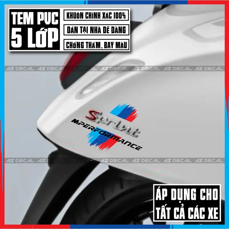Tem Xe Performance ITALY / AMG / ĐỨC / PHÁP - Chất Liệu PVC Cao Cấp Chống Nước, Bền Màu Dán Xe Máy, Xe Hơi 8