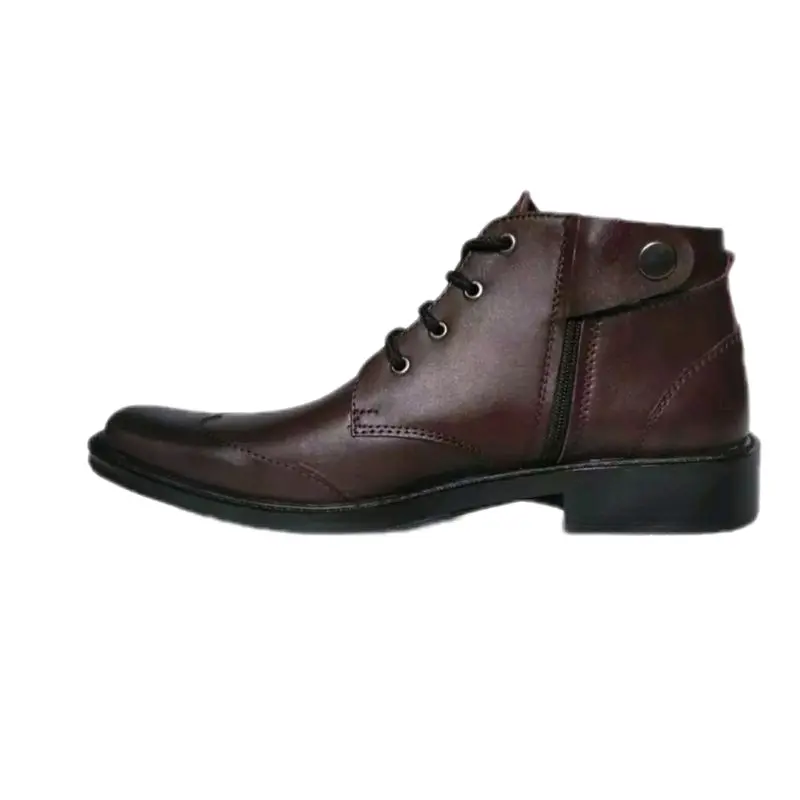 Sepatu Pria Kasual PDH Semi Formal Warna Coklat Bahan Kulit Model Tali & Resleting 0