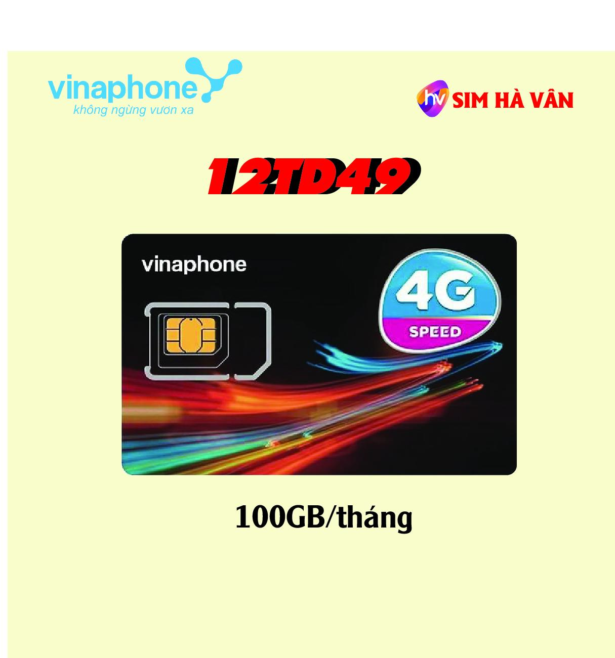 Sim Vina 5G - 12td49 miễn phí sử dụng 100G tốc độ cao trên tháng,  sử  dụng 12 tháng, năm sau ra hạn 490k/ năm