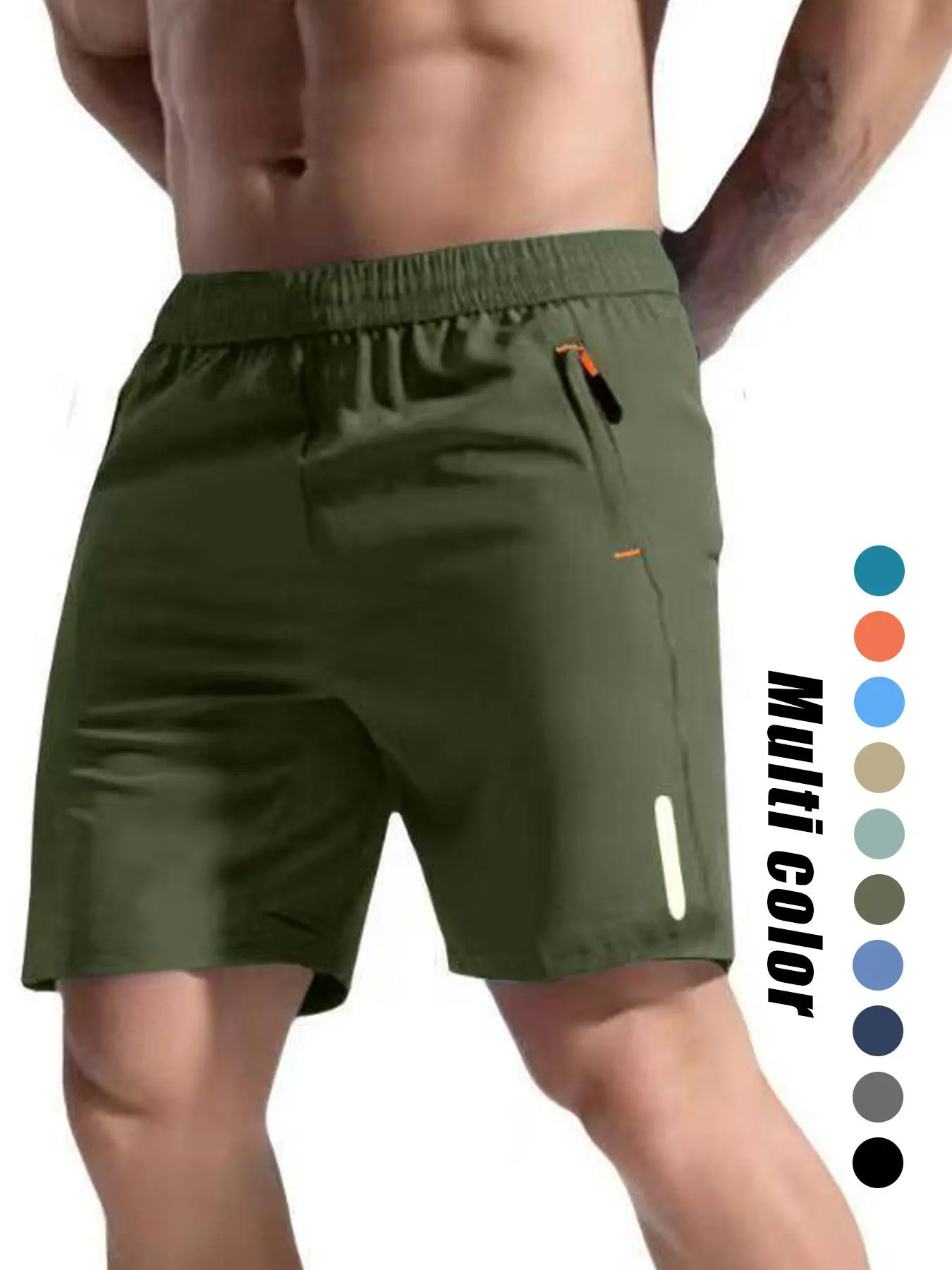 Men's Solid Color Zipper Pocket Shorts, Breathable Quick Drying Shorts for Outdoor Running, Men's Summer Bottoms for Daily Wear