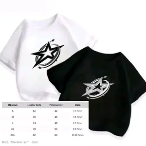 Kaos Distro Anak-Anak Motif BINTANG Ideal Usia 2-16 Tahun Laki-laki & Perempuan Bahan Katun Sablon Berkualitas Size S-XXL