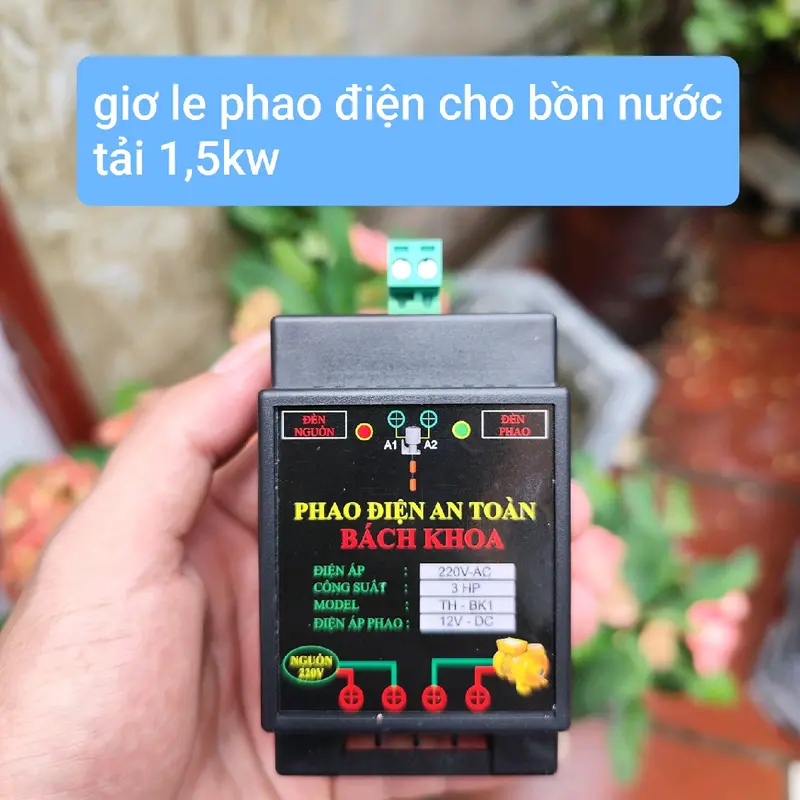 Rơle chuyển nguồn 12v cho phao điện lên bồn nước công xuất 3hp 1