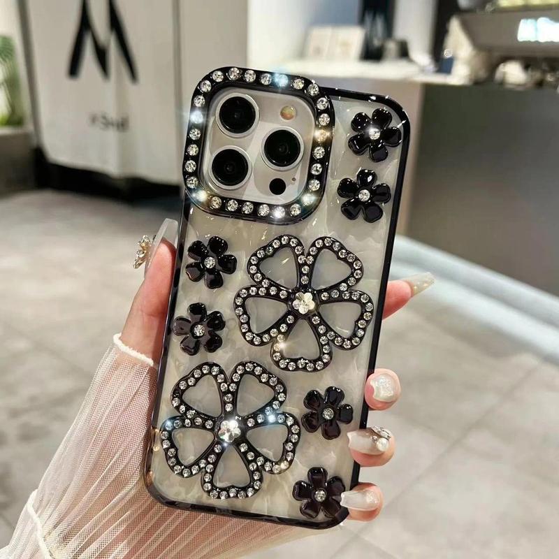 Ốp Hoa 3D, Kim Cương Lấp Lánh Sang Trọng, Dành Cho iPhone 16 Pro Max, 16 Plus, 14, 13, 12, 11, Ốp Mạ Trong Suốt, Dành Cho iPhone 15, Ốp Bảo Vệ 8