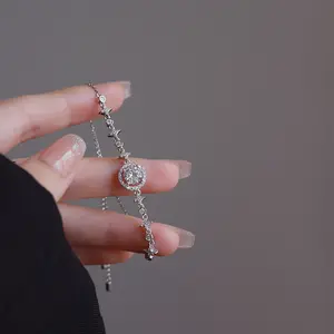 【HARMOTID】Gelang 2 Karat Wanita Batu Zirkon Berlian Titanium Anti Karat Dan Anti Pudar Mewah Dan Elegan Cocok Dijadikan Hadiah