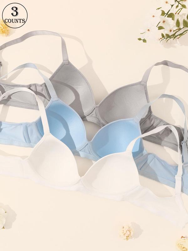 Women's Solid Color Underwire Bra, Casual Comfortable Breathable Bra for Daily Wear, Lingerie for All Seasons, Clothing 7