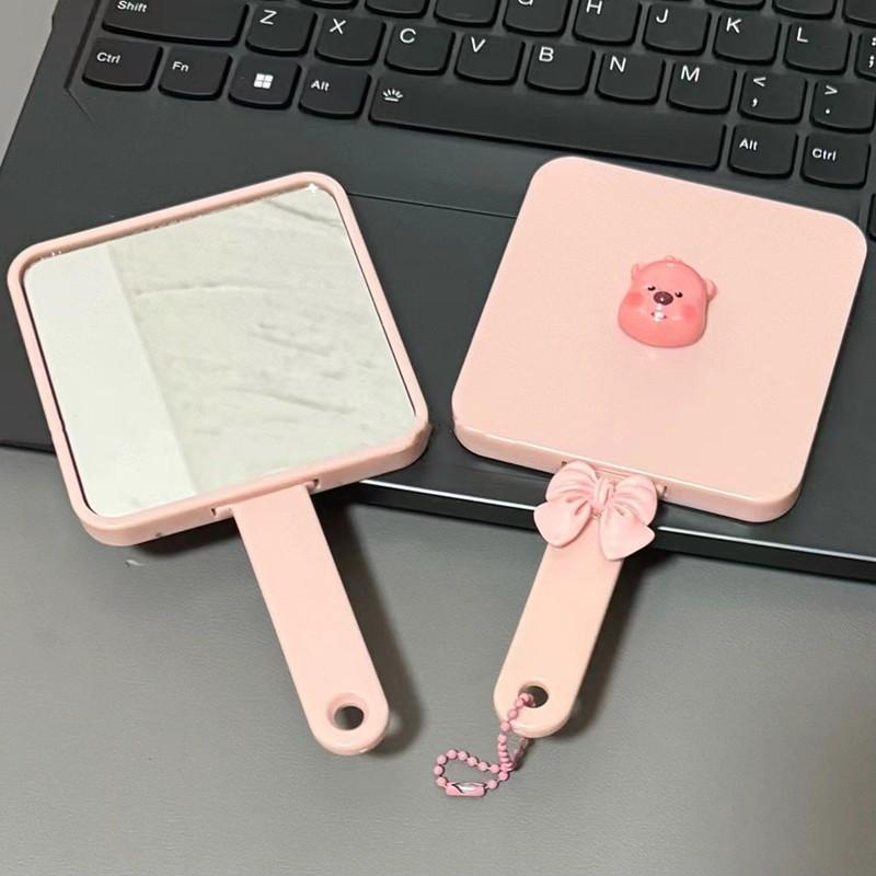 Gương Trang Điểm, Cầm Tay, Thiết Kế Loopy Màu Hồng, Có Lược, Tay Cầm Hình Tứ Giác Hoạt Hình, Thích Hợp Làm Quà Tặng Cho Bé Gái, Gương Mỹ Phẩm, Gương Trang Điểm, Dụng Cụ Mỹ Phẩm 2