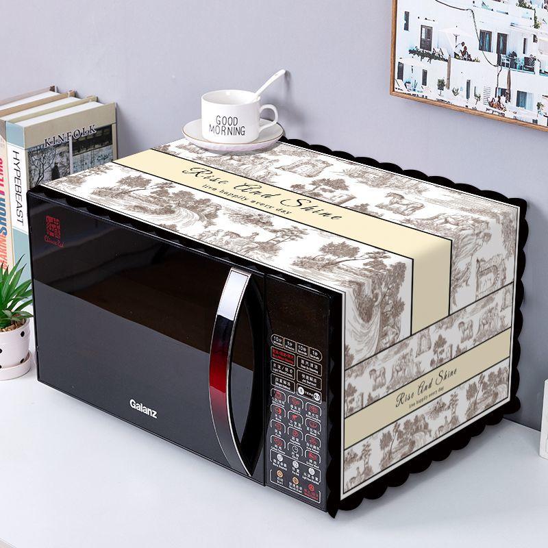 Tấm Che Lò Vi Sóng, Tấm Che Bụi, Tấm Che Lò Nướng Thông Dụng Thiết Kế Đơn Giản, Chống Dầu, Thích Hợp Cho Midea, Tủ Lạnh Và Máy Giặt, Làm Bằng Vải, Khăn Che 5