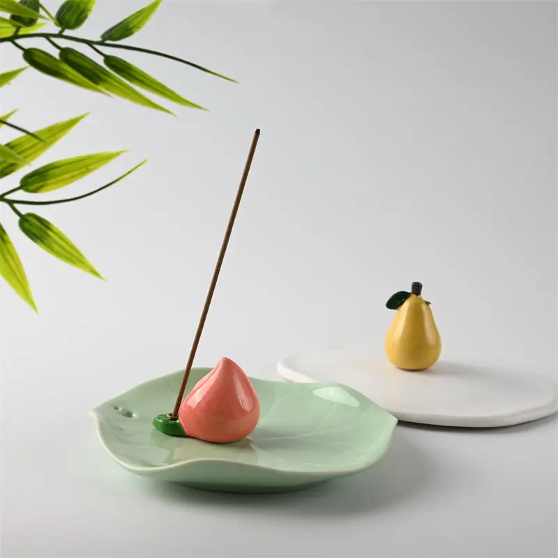 Niche High-end Duck Pear Peach 3D Incense Holder Ceramic Incense Stick Holder Home Decor Incense Seat Incense Base