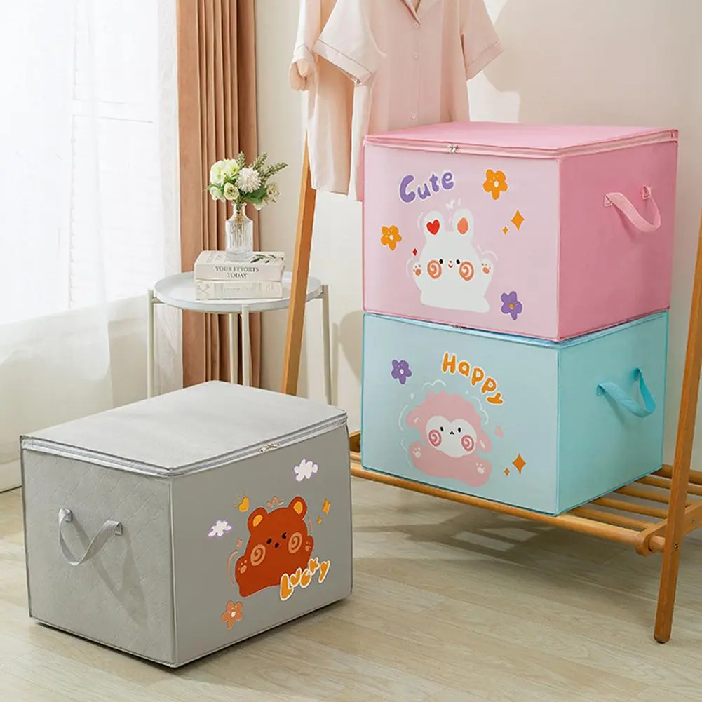 Túi Đựng Chăn Bông Hoạt Hình Dễ Thương, Có Thể Gập Lại, Chống Bụi, Chất Liệu Không Dệt Thích Hợp Cho Hộp Quần Áo Gia Dụng, Lưu Trữ Chăn Bông Và Tất, Lý Tưởng Cho Tủ Quần Áo, 1 Cái