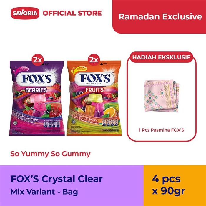 Gambar FOX'S Mix Variant Bag 4 Pcs x 90g + Pashmina dari Savoria Store_NEW Kota Bekasi Tokopedia