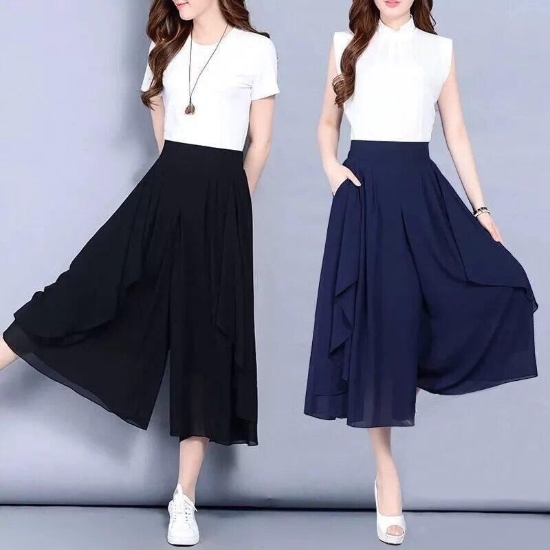 Product Introduction of Quần Váy Culotte, Phong Cách Quý Cô, Quần Ống Rộng, Dành Cho Nữ, Chất Liệu Voan, Quần Thường Ngày Phong Cách Hàn Quốc, Dáng Rộng Vừa Vặn, Quần Cropped Women Pants 2