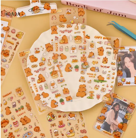 Bộ 6 Tấm Sticker Capy bara trong suốt 2