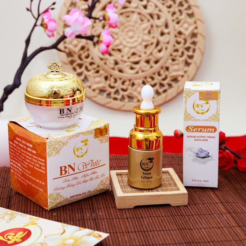 [CHÍNH HÃNG] Combo Kem Face & Serum Collagen BN White Dưỡng Trắng Da, Mờ Nám, Tàn Nhang, Thâm, Ngừa Mụn Skincare
