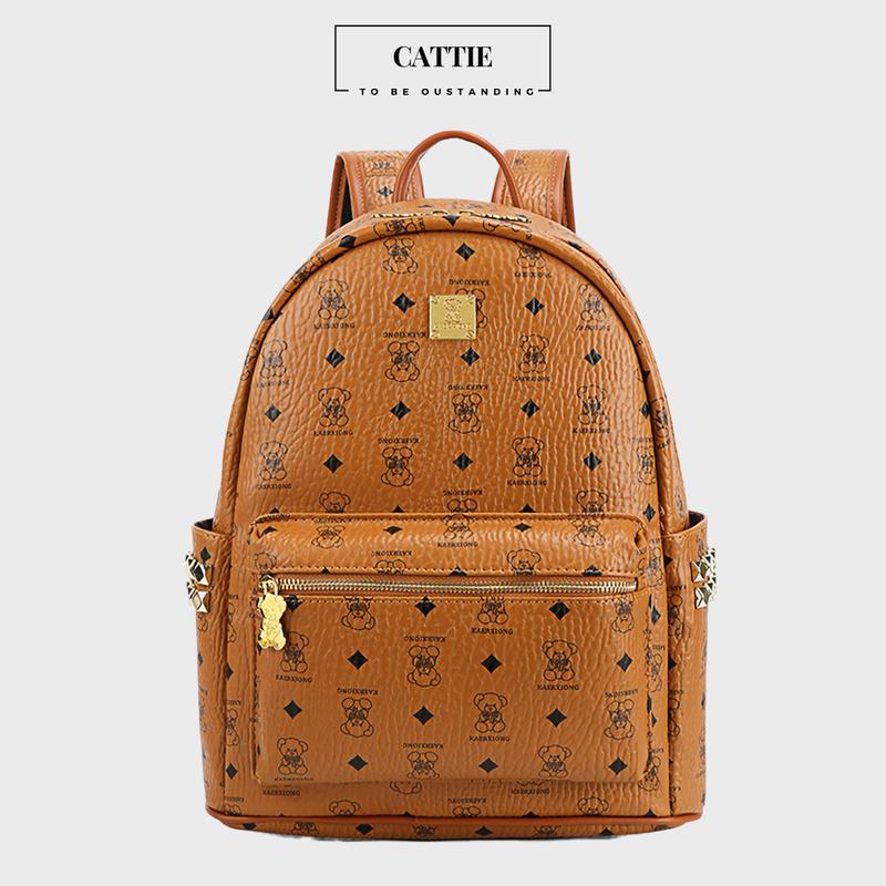 Balo Nữ Balo Đi Học Đi Chơi Da PU Cao Cấp Hình Gấu Dễ Thương Có Túi Hơi Giữ Form size 38 CB025 Be Đeo Vai Backpack Nhung