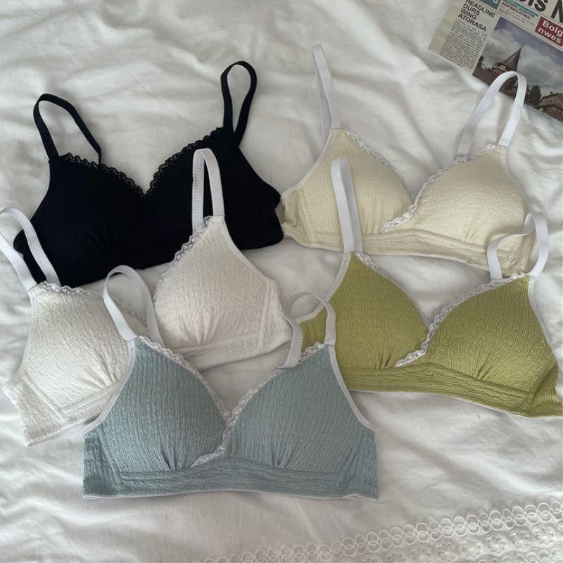 Áo lót nữ cotton không gọng viền ren BRALUNE mã 58 Women Đen 6