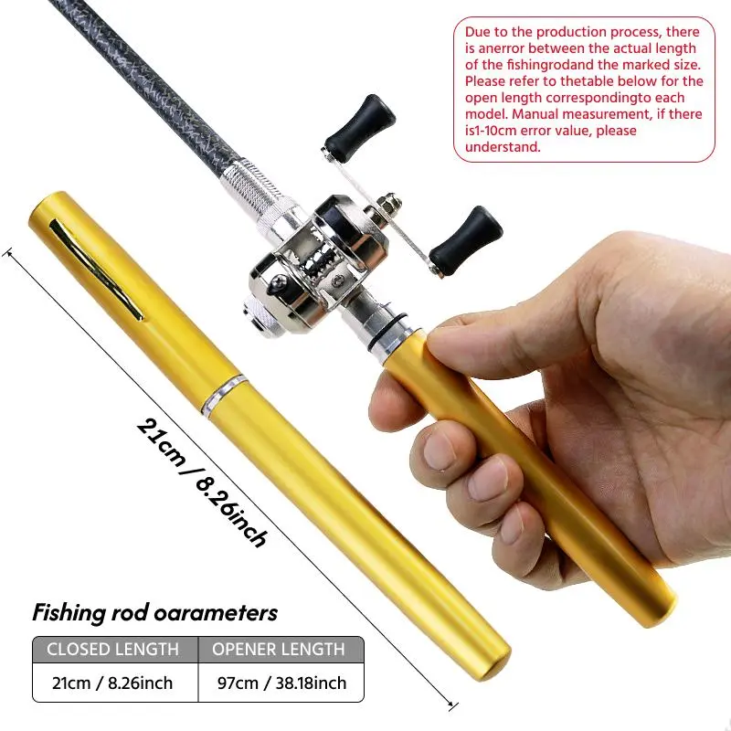 Fishing Rod & Reel Combo with Accessories, 1 Set Portable Pocket Size Fishing Rod Pen, Fishing Accessories for Outdoor 1