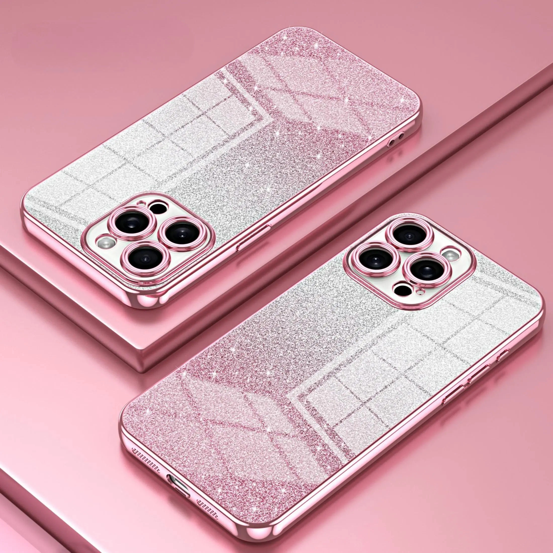 Glitter Phone Case, 1 Count Fashion Phone Protective Cover, Phone Accessory Compatible with iPhone 14 15 Pro Max 12 13 Pro Max