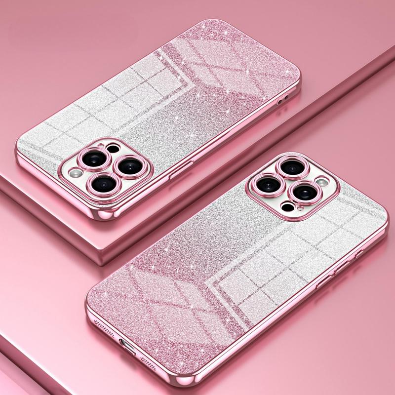 Product Introduction of Glitter Phone Case, 1 Count Fashion Phone Protective Cover, Phone Accessory Compatible with iPhone 14 15 Pro Max 12 13 Pro Max 0
