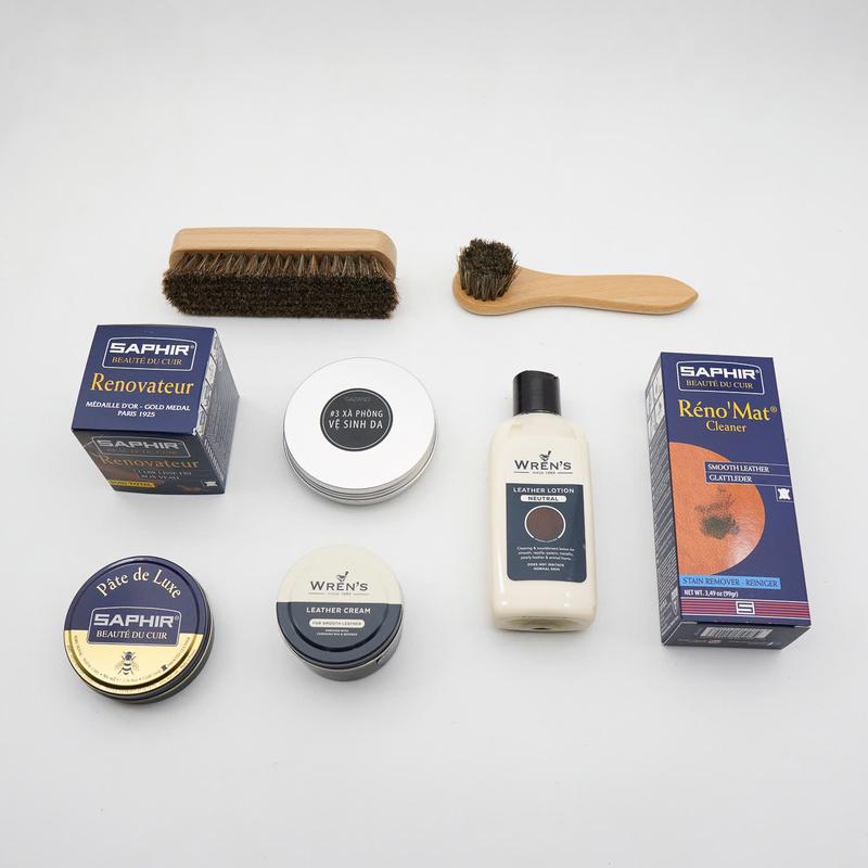 #36 Bộ sản phẩm Chăm sóc toàn diện GIÀY DA ĐEN GAZANO - Bàn chải, vệ sinh, dưỡng, xi kem và xi đánh bóng