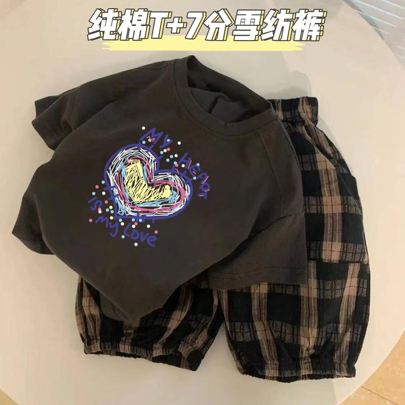 Bộ Đồ Hai Mảnh Cho Bé Trai, Chất Liệu Cotton Nguyên Chất, Trang Phục Mùa Hè Cho Trẻ Em, Áo Thun ngắn Tay Quần Kẻ Sọc, Phong Cách Thường Ngày Và Sành Điệu, Hàng Mới Về Năm 2024 2