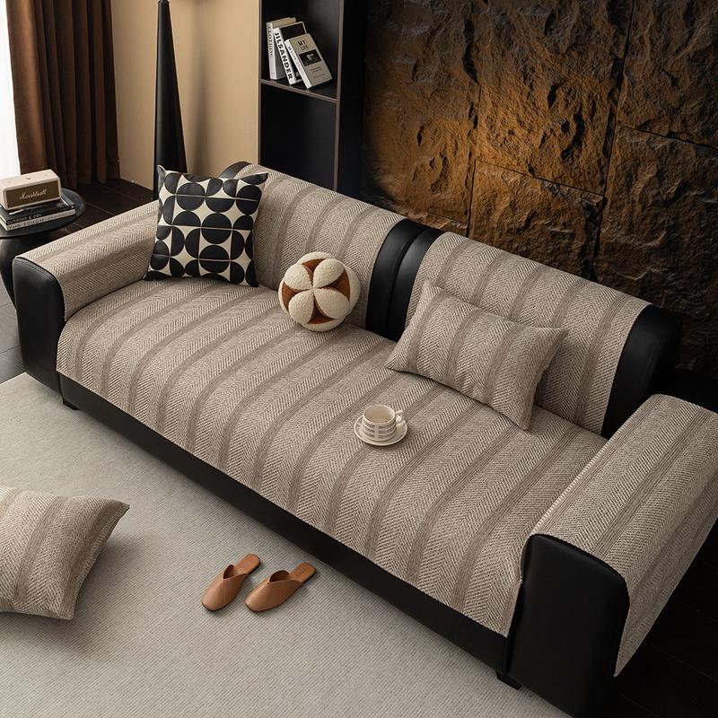 Product Introduction of Four season universal versatile simple modern solid color imitation linen anti slip high-end light luxury sofa cushion cover back towel 5