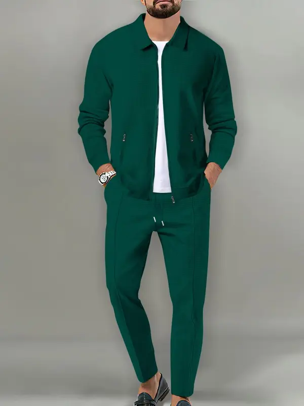 Sporty Two-piece Set Men's Plain Zip Up Jacket & Drawstring Waist Pants Tracksuit Set, Men's Sportswear for Gym Workout Running, Casual Gym Wear, Athleisure Style, Athleisure Summer Clothes 8