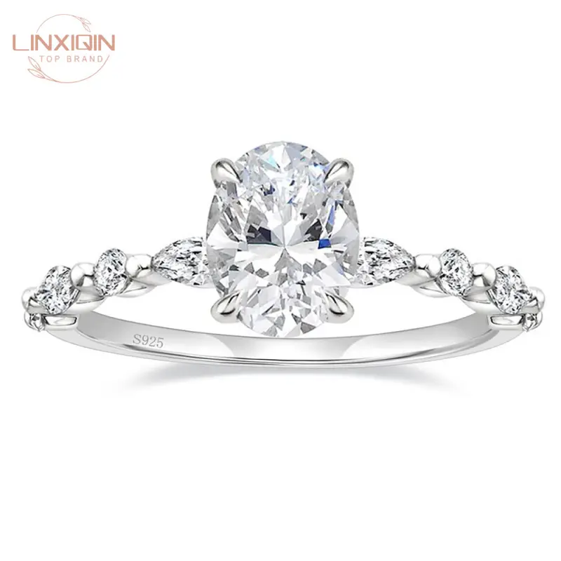 LINXIQIN 2CT Engagement Rings Oval Cut Promise Ring For Women