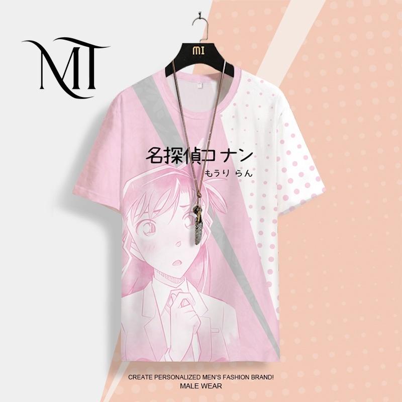 Bộ Anime Conan Thám Tử Nổi Tiếng MT, Áo Thun Nam Nữ, ngắn Tay, Conan Morley 3D, Năm 2024 Menswear Kem 7