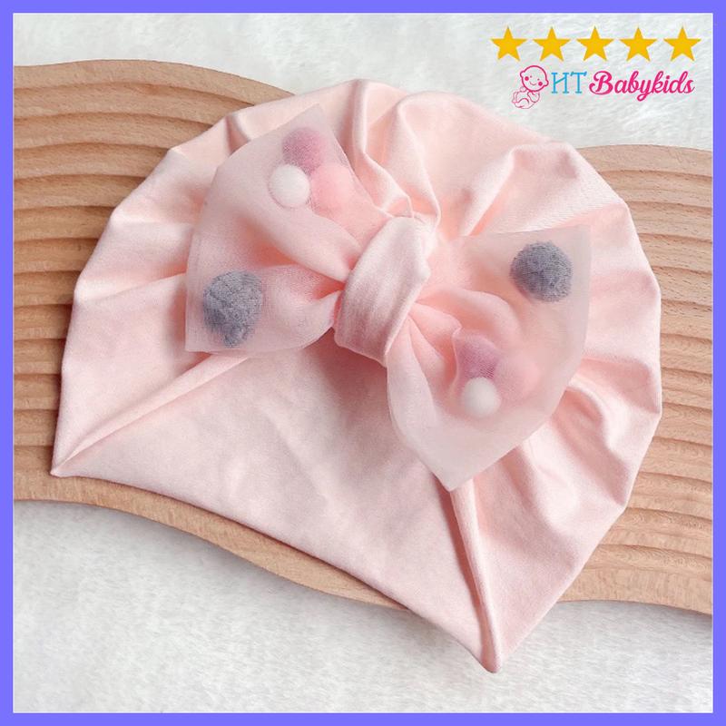 Mũ Turban Cho Bé kiểu Nơ Bông Đáng Yêu Cho Bé Gái