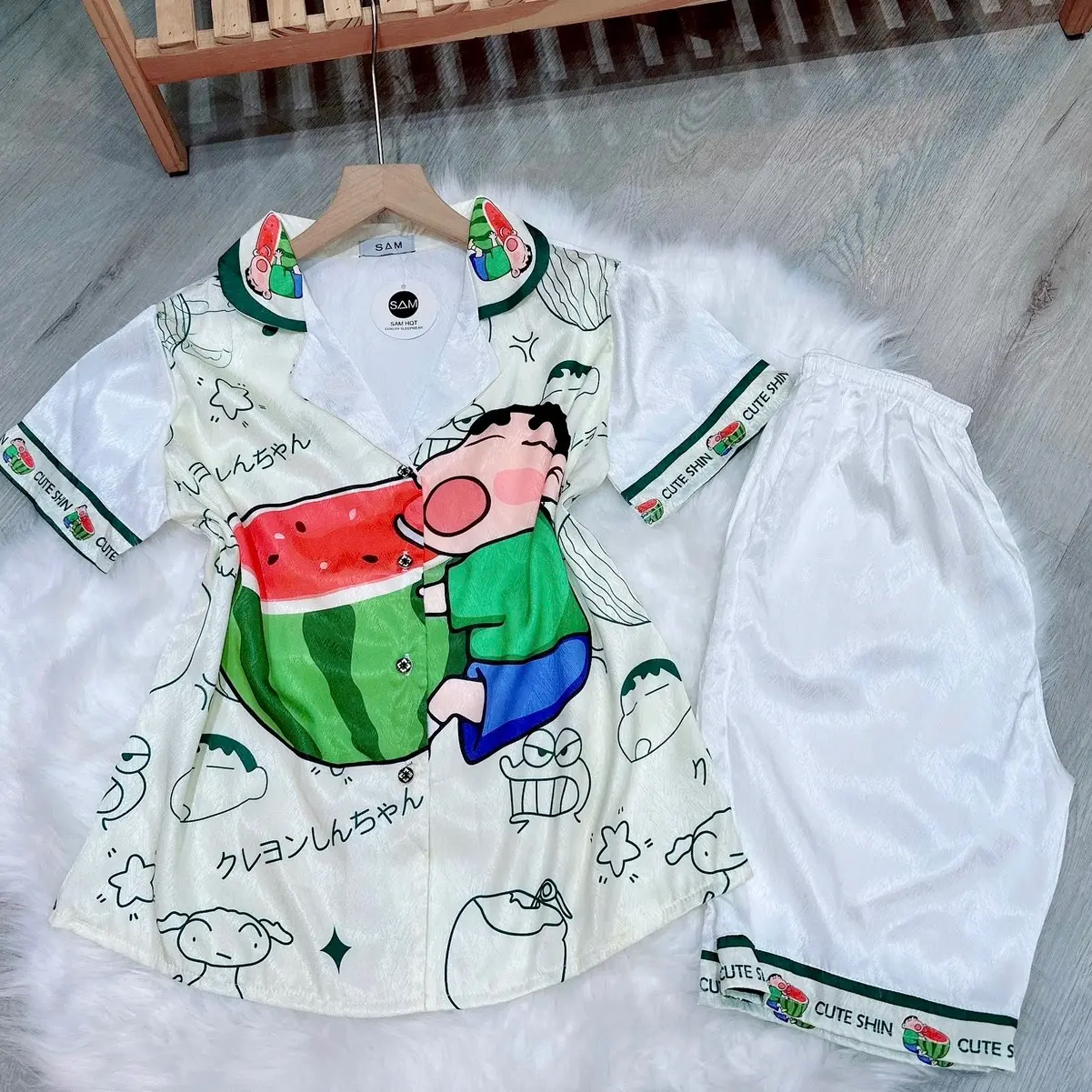[FREESHIP] Pijama lững lụa xước ánh kim tay cọc xiêu xinh Nữ Áo Ngủ Women Quần Ngủ