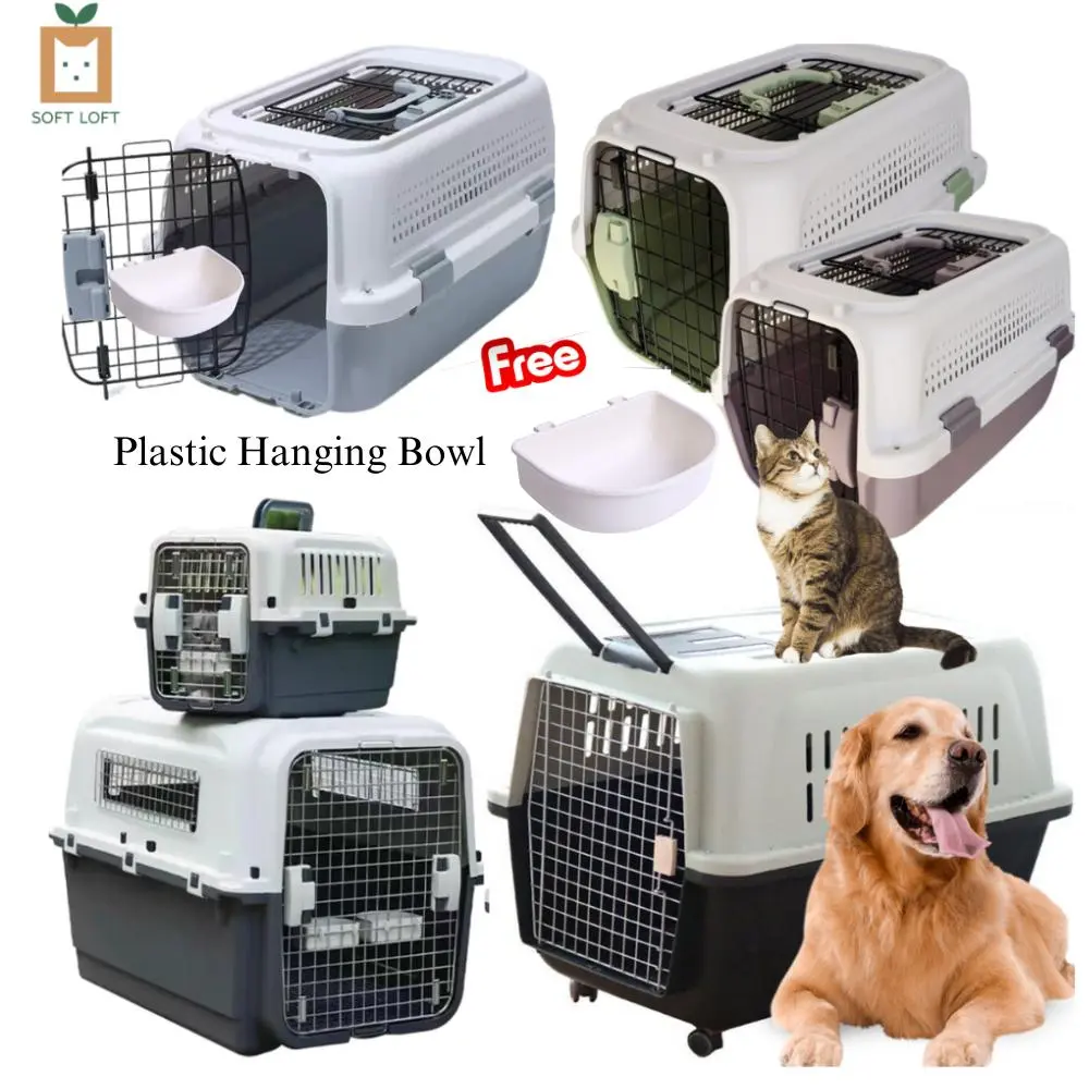 [SG] Pet Travel Carrier Large Kennel For Dogs Cats Kitten Puppy  Portable Cage Iron Bar Cat Dog Kitten Puppy Vet Carrier