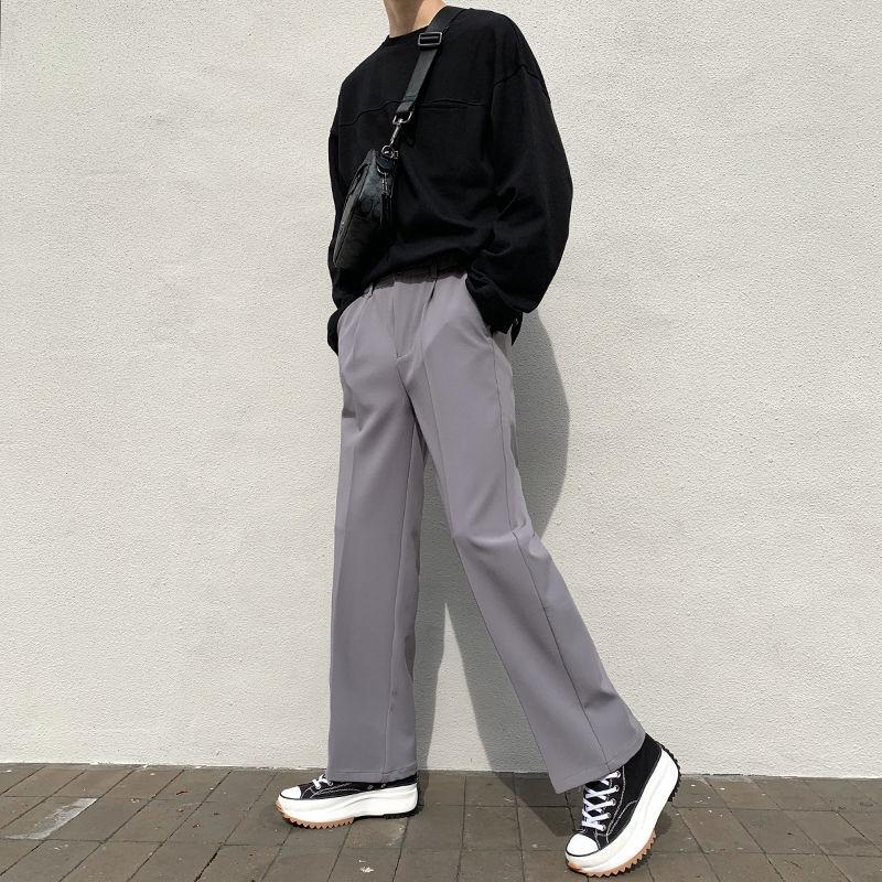 Product Introduction of Men's Spring Summer Wide Leg Dress Pants - Korean Style Loose Fit High Waist Office Trousers |   Trendy DK Straight Cut Formal Casual Pants for Students & Work 15