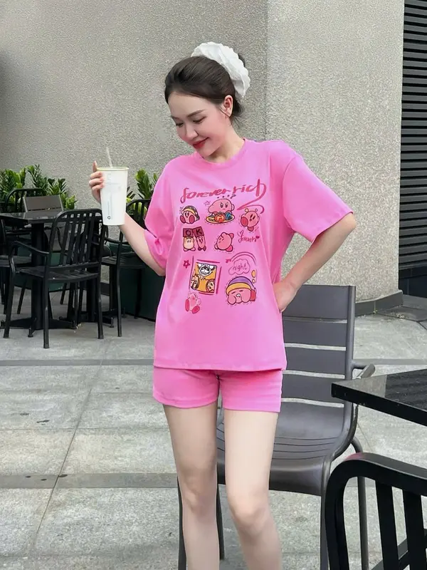 Set Đồ Nữ, Đồ bộ Đùi Vải Thun Cotton Co Giãn In Hình Dễ Thương Form 40-60kg - Đồ Bộ Lụa Mơ LM90 Top Thun Women 4