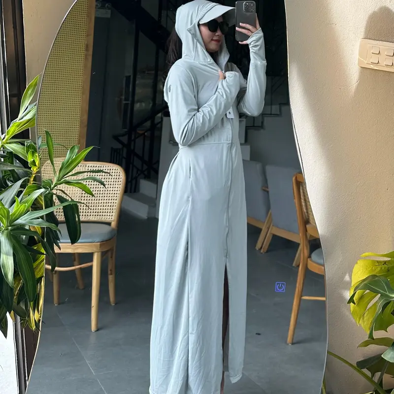 Áo chống nắng toàn thân 2 lớp Morriss , vành mũ rộng tháo rời, khóa mũ sau, vải coolair co dãn 4 chiều thoáng mát 5