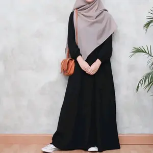 Gamis abaya / abaya dress / gamis hitam abaya Polos Wolfis Muslim Maxi Wanita Tangan