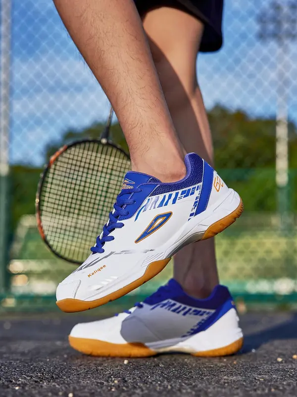 Men's Colorblock Letter Print Lace Up Badminton Shoes, Sporty Breathable Comfortable Shoes, Non-slip Badminton Training Shoes for Men 3