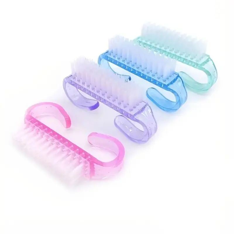 2pcs Random Color Nail Cleaning Brush, Plastic Dust Clean Brush, Soft Pedicure Rectangular Head Clear Nail Manicure Tool 0