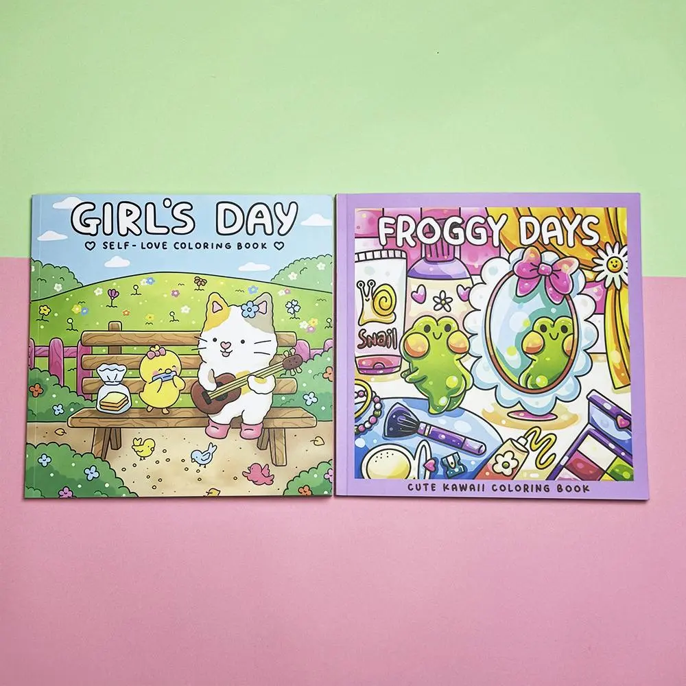 Girl's Day & Froggy Days Themed Coloring Book, 2 Counts/set Drawing Book, Relaxation Gifts for Birthday Gifts, Cute Design Art Supplies