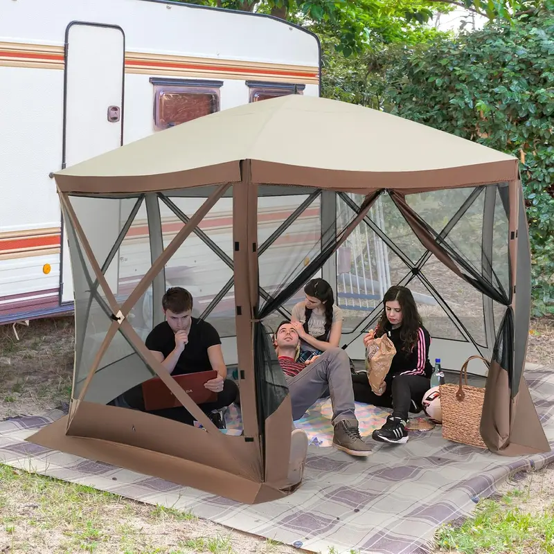 [Limited time deal]2.3 x 2.3m/3.5 x 3m/3.5 x 2.3m Pop up Camping Gazebo, 4/6-Sided Instant Setup House Tent with Carrying Bag, Portable Outdoor Sun Shelter Screened Canopy 8