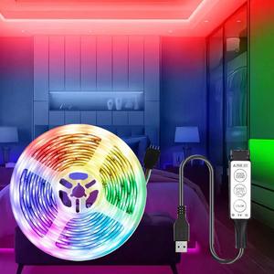 Tira de luz LED alimentada por USB, luz LED de cambio de color RGB con control remoto, tira de luz LED regulable para decoración del hogar, decoración de pared trasera de la TV