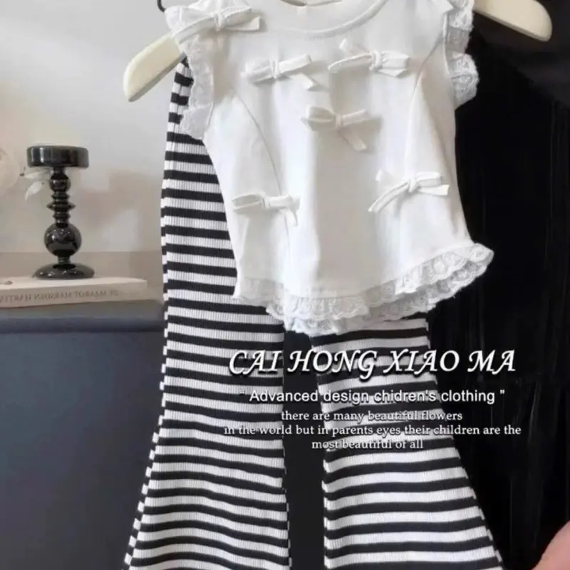 Bộ áo nơ quần loe kẻ 10-28kg