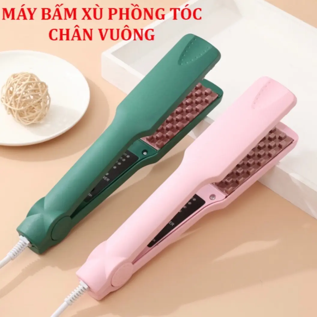 Máy Bấm Xù Dập Phồng Tóc Chân Vuông 2in1