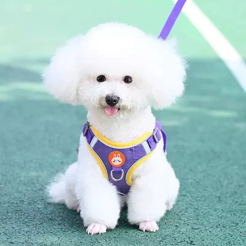 [2-14kg] Dây dắt cho thú cưng mặt cún chất liệu siêu mềm có viền phản quang chống lạc 7